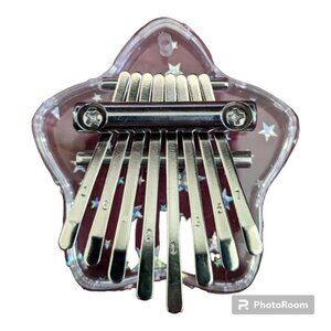 KALIMBA STAR SHAPED ACRYLIC 8-KEY MINI THUMB PIANO W/ LANYARD CHAIN - BRAND NEW